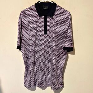 Inimigo Luxury Cotton Polo Shirt - Geographic Print - Size 3XL - Purple Blue